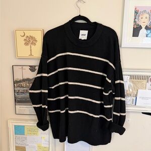Aerie Medium Black and White Striped Sweater